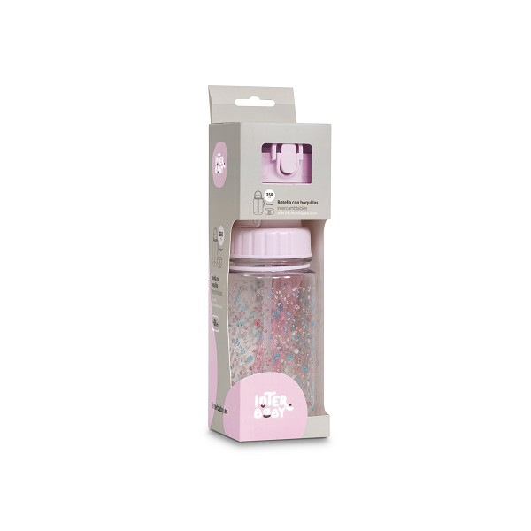32676-r600 Botella de agua con pajita Petalos Interbaby - Imagen 1